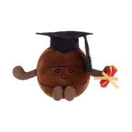 Apricot Lamb Abschluss Basketball Ball Sport Plüschtiere für Kinder, weiche niedliche Kuscheltier für Baby Mädchen und Jungen, Flauschige Abschluss Basketball Braun 13 cm