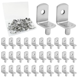 Zorveiio 60 Pcs L-Shaped Shelf pins Support Pegs, Silver Clips Glass Supports, 1/5 Inch Bracket Style Shelf Pins with Rubber Sleeve for Furniture Cabinet, Kitchen, Closet