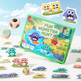 TXTLDB Fun Monster Hunt Kids Card Game for Ages 3+ Family Speed Matching Game with 36 Monster Cards & Dice Educational Party Favors for Hand-Eye Coordination