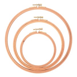 HugeDE 3 Pcs 4" 6" 8" Beech Wood Embroidery Hoops Cross Stitch Hoop Frames Wooden Round Embroidery Frame Wood Circle Hoop Ring for Needlework Handy Sewing