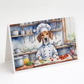 Caroline's Treasures American Foxhound The Chef Greeting Cards Pack of 8 Blank Cards with Envelopes Whimsical A7 Size 5x7 Blank Note Cards