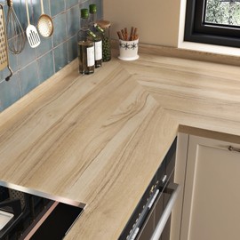 WESTICK Light Wood Contact Paper Peel and Stick Countertops Waterproof Kitchen Countertop Peel and Stick Wood Wallpaper Self Adhesive Wood Grain Contact Paper for Countertops Cabinets 15.75" x 394"