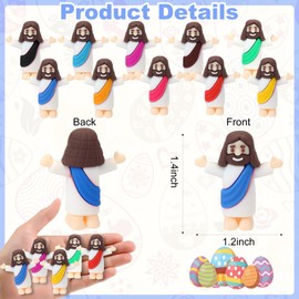 Voopurbic 200 Pcs Mini Jesus Figurines Bulk, Multi-Colors Little Jesus Figures for Hide and Seek Classic Religious Gifts, Sunday School Baptism Giveaways, Easter Party Supplies