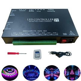 Addressable Led Controller, WS2811 WS2812 RGB Pixel Light, Madrix Artnet DMX Console Full Color Programmable 8 Ports 8192 Pixels RGB Light Control, Support Online Offline