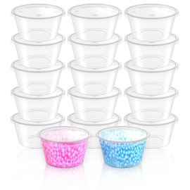 XINGLIAN 200 Pieces 4 oz Clear Small Plastic Containers with Lids for Slime Disposable Foam Ball Storage Leakproof Containers with Lids for DIY Craft Making