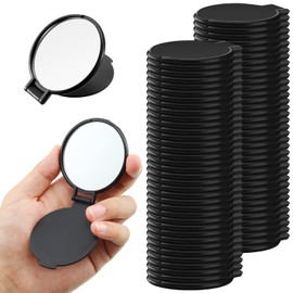 Yalikop Yalikop 72 Pcs Compact Mirror Bulk Portable Round Makeup Mirror Mini Foldable for Purse Women Travel Daily Use (Black)