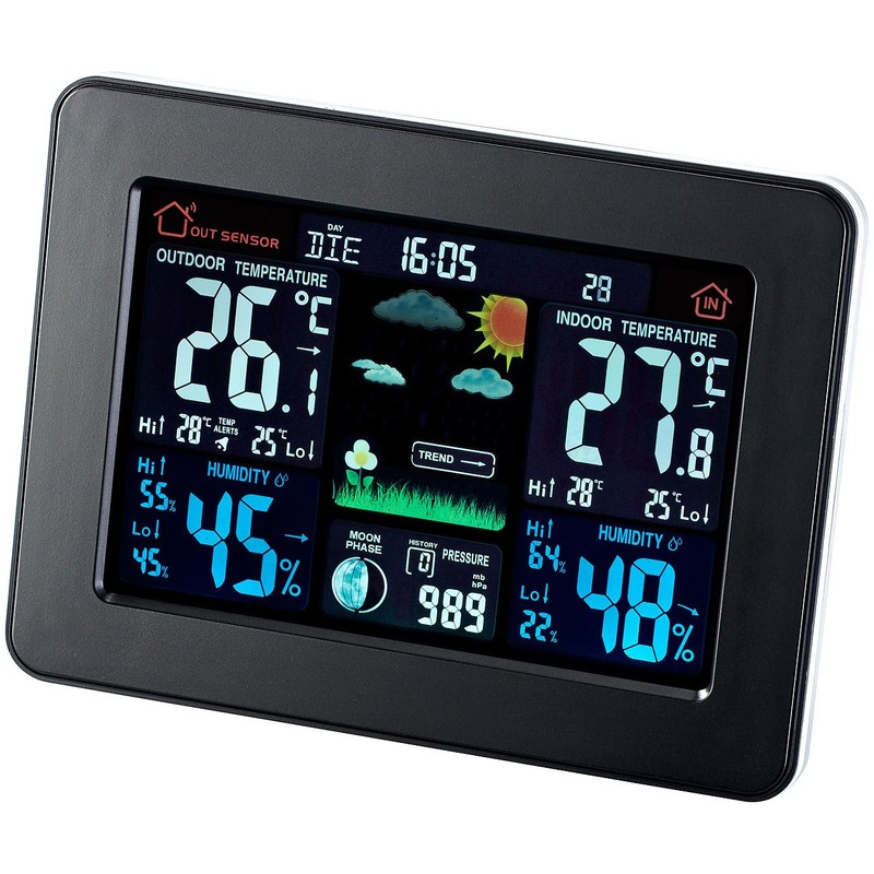 Infactory Weather Station with Colour Display Wireless Outdoor Sensor, DCF/Good