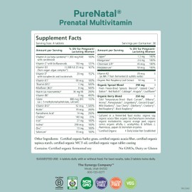 PURE SYNERGY PureNatal Prenatal Vitamins | Vegan Supplement Made with Organic Whole Foods | with Natural Iron, Folate, and Choline | for Pre-Conception, Pregnancy and Breastfeeding (120 Tablets)