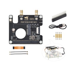 PCIe to M.2 E Key HAT Compatible with Raspberry Pi 5, Pi 5 PCIe HAT Support Various NGFF (M.2 E Key) Wireless NIC, Supports USB Bluetooth Connection, HAT+ Standard