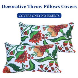EHouseHome Pack of 2 Outdoor Indoor Throw Pillow Covers Decorative Waterproof Pillows Patio Pillows Classic Cushion Cases for Patio Couch,Bench,Garden,Sofa,12"×20"(2 Covers Only,Babala)