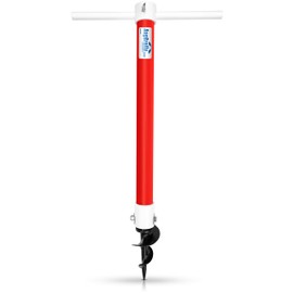 AugHog® AugBrella Commercial-Grade Beach Umbrella Sand Anchor White – Heavy-Duty 31″ Deep Auger with Stainless Steel Hardware – Fits Poles up to 1.6″ – UV & Impact Resistant – Made in USA (Red)