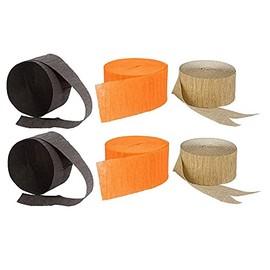 Metallic Gold, Orange and Black Crepe Paper Streamers, Made in USA