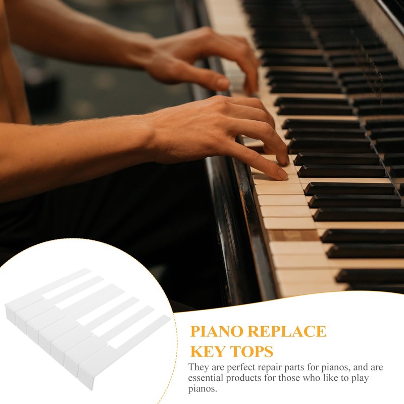 Vaguelly 52pcs Piano Keytops White Piano Keytops with Fronts Piano