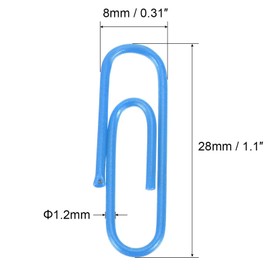 TA-VIGOR 400Pcs Paper Clips Small Size, 28mm Durable and Rustproof Paper Clip, Vinyl Coated to Prevent Tearing Pages with Box for Organize Office Home, Blue