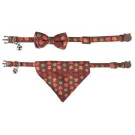 Fall Cat Collar Thanksgiving Day Breakaway with Bow Tie Bandana and Bell Autumn Holiday for Kitty Adjustable Safety
