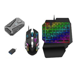 Zunate Half Hand Gaming Keyboard and Mouse Combo, 3 in 1 Mobile Game Combo Pack, Half Hand Gaming Keyboard Set with Mobile Gamepad Controller, Mouse Converter for PC