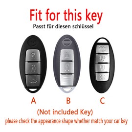HIBEYO Smart Car Key Case Fits Nissan Protective Key Case Cover TPU for Nissan Qashqai Juke X-Trail Micra Murano Infiniti Remote Control Keyless Key Fob B Grey Blue