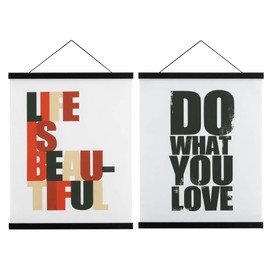 Ywlake Magnetic Poster Hanger, 12x18 12x16 12x24 Poster Frame Wood Wooden Magnet Print Posters Dowel Scroll Hanger Hangers Hanging Kit for Walls Map Canvas Artwork (Black, 12",2 Packs)