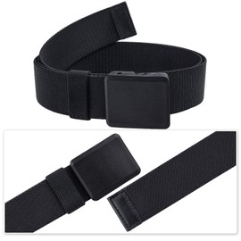 KYEYGWO Men's Elastic Belt with Plastic Buckle, Adjustable Stretch Leisure Belt, Tactical Military Belt, Outdoor Fabric Belt, Hiking Belt, #1 black