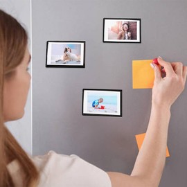 VOSO 30PCS Magnetic Photo Frame for 3 Inch Mini Photo, Picture Frame for Instax Mini Film Pictures, Magnetic Photo Fridge Frame Pockets, DIY Photo Frame (Black&White)