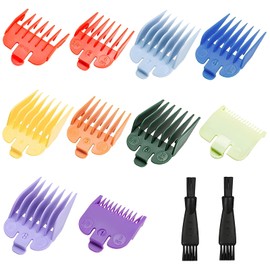ZOCONE 10 Pcs Hair Clipper Guards Combs, 10 Sizes Guide Combs Attachments, Universal Hair Clipper Limit Combs, Professional Guide Combs for Clippers Trimmers with 2 Double-Ended Cleaning Brush