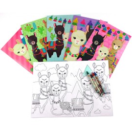 TINYMILLS Llamas Alpacas Coloring Book Set for Kids Party Favors with 12 Coloring Books and 48 Crayons Llamas Birthday Party Supplies Favor Bag Filler