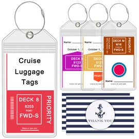 Cruise Luggage Tag Holders for Carnival, Princess & NCL Cruises 4 Packs, Fits All Carnival, Princess & NCL Cruises Line Ships & Tags for Cruises in 2024-2025