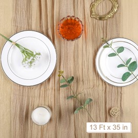 Whaline 13Ft x 35" Semi-Sheer Table Runner Extra Long Sand Cheesecloth Tablecloth Boho Rustic Table Cover for Kitchen Dining Room Bridal Shower Wedding Party Supplies Coffee Table Decor