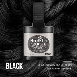 Polvo Koloret para retocar raíces: polvo negro natural para mujeres y hombres. Cubre las raíces al instante y elimina las canas. Corrector de la línea capilar para cabello fino y calvas. Resistente al agua y a las manchas 10g