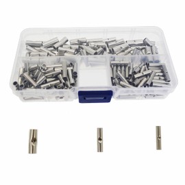 Surriba Butt Connectors Uninsulated Set of 200 Butt-Connectors, Cable Crimp Connection Cable Ferrule, Notch Connector for DIY Electrical Splicing 16 mm2