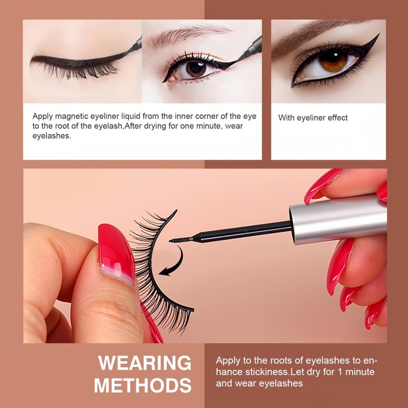 Magnetic Eyelashes Set with Eyeliner - Fox Style 7 Pairs