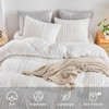 WARMDERN White Boho Duvet Cover Set King Size, Striped Textured