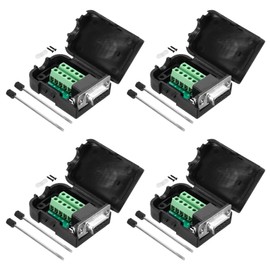 QUARKZMAN D-Sub DB9 Breakout Board Connector with Housing 9 Pin 2 Row Female Port Solderless Terminal Block Adapter Pack of 4