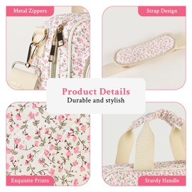 Lemoobolsa Bible Cover Case for Women, Quilted Bible Bag with Bible Study Supplies 5*Sticker & Highlighter & Pen, Stylish Church Bag Journaling Kit, Mothers Day Christian Gifts (Pink Floral, M)