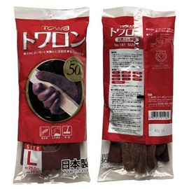 TOWA Towaron Natural Rubber Gloves, Brown, No. 151, L, 5 Pairs