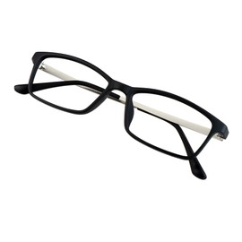 VisionGlobal Blue Light Blocking Glasses for Women/Men, Computer Reading, TV Glasses, Stylish Square Frame, Anti Glare (Black, 4.75 Magnification)