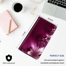 DEGDFSGR Checkbook Cover - Premium Leather Standard Duplicate Register Check Card Book Holder Wallet with RFID Blocking Function for Men and Women,Pink Flowers …