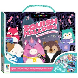 Squishmallows Creative Colouring Kit - 48 Pages of Colouring Fun with 2 Books, Puffy Stickers, Press-Out Characters, and A3 Poster