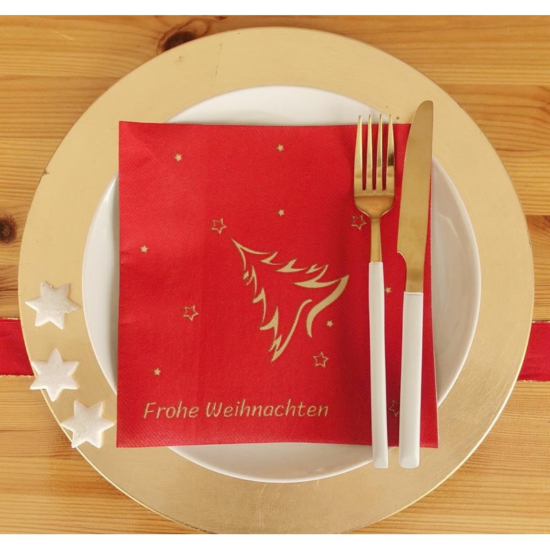 50 Napkins Christmas 40 x 40 Fabric-Like – Christmas Tree