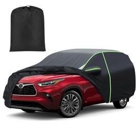 Mixsuper Liner Car Cover for Toyota Highlander 2001-2025, 7 Layers Waterproof Car Cover Accessories for Highlander with Zipper Door, Windproof Straps, Reflective Strips, Anti-UV, All Weather