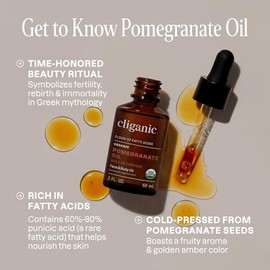 Cliganic- “Aceite de Semilla de Granada Orgánico, 100% Puro Para Rostro, Piel | Natural Prensado en Frío Sin Refinar