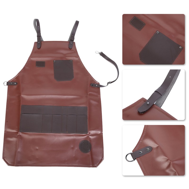 Barber Apron Waterproof Bartender Kitchen Cooking Adjustable Apron with Pockets