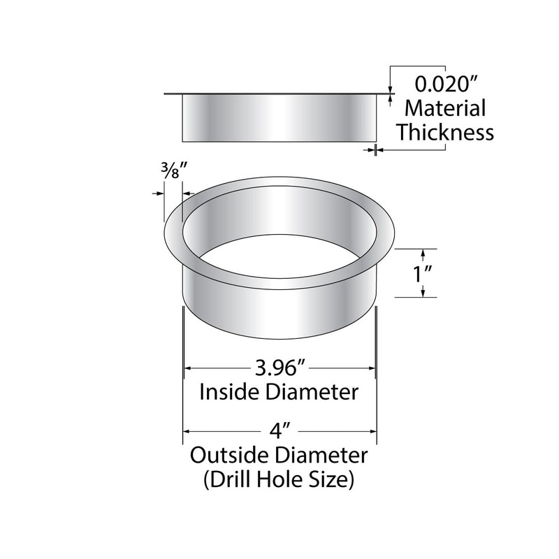 Outwater 4" (Nominal) Diameter x 1" Height 304 Stainless Steel