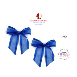 Royal Blue 4" Bows x 18 Loops Organza Ribbon Pull Bows with Satin Edge by Feronia Packaging
