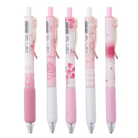 GetCoupon 6 Pcs Gel Ink Pens Retractable Pens, 0.5mm Black Ink Silent Click Extra Fine Smooth Writing Pens, Cute Pens Aesthetic pens, for Office Supplies(Pink rose)