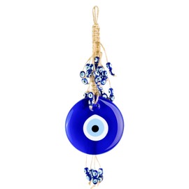 BCS Evil Eye Wall Decor 4'' Blue Glass Turkish Greek Nazar Amulet Good Luck & Protection Charm - Handmade Hanging Ornament for Home,Office, Garden, Door - Ojo Turco