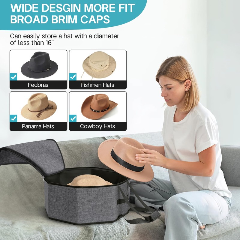 SLEEPING LAMB Hat Box for Travel and Storage, Collapsible Cowboy