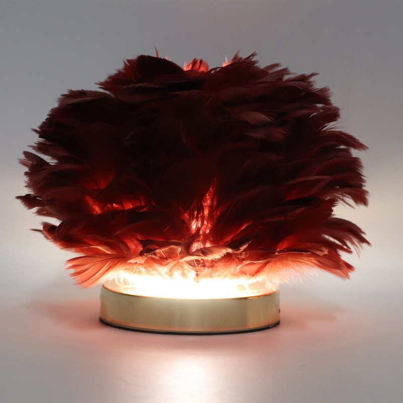 Feather Table Lamp Stepless Dimming USB Charging Touch Control LED