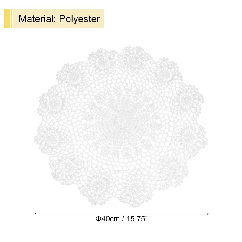 sourcing map Handmade Crochet Placemats, 16inch Round Retro Table Mat