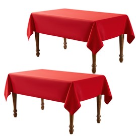 Fantastshop 2 Pack Christmas Red Table Cloths Rectangular, Solid Rectangle Polyester Tablecloths, Machine Washable Wrinkle Free Table Cover for Christmas, Buffet, Restaurant, 60 x 84 inch.